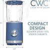 COOK WITH COLOR 300 Watt Blender: Powerful 2-Speed Control with Pulse, 4-Tip Stainless Steel Blades, 25oz (750ml) Jar, and Skid-Resistant Feet, Sage(Navy)