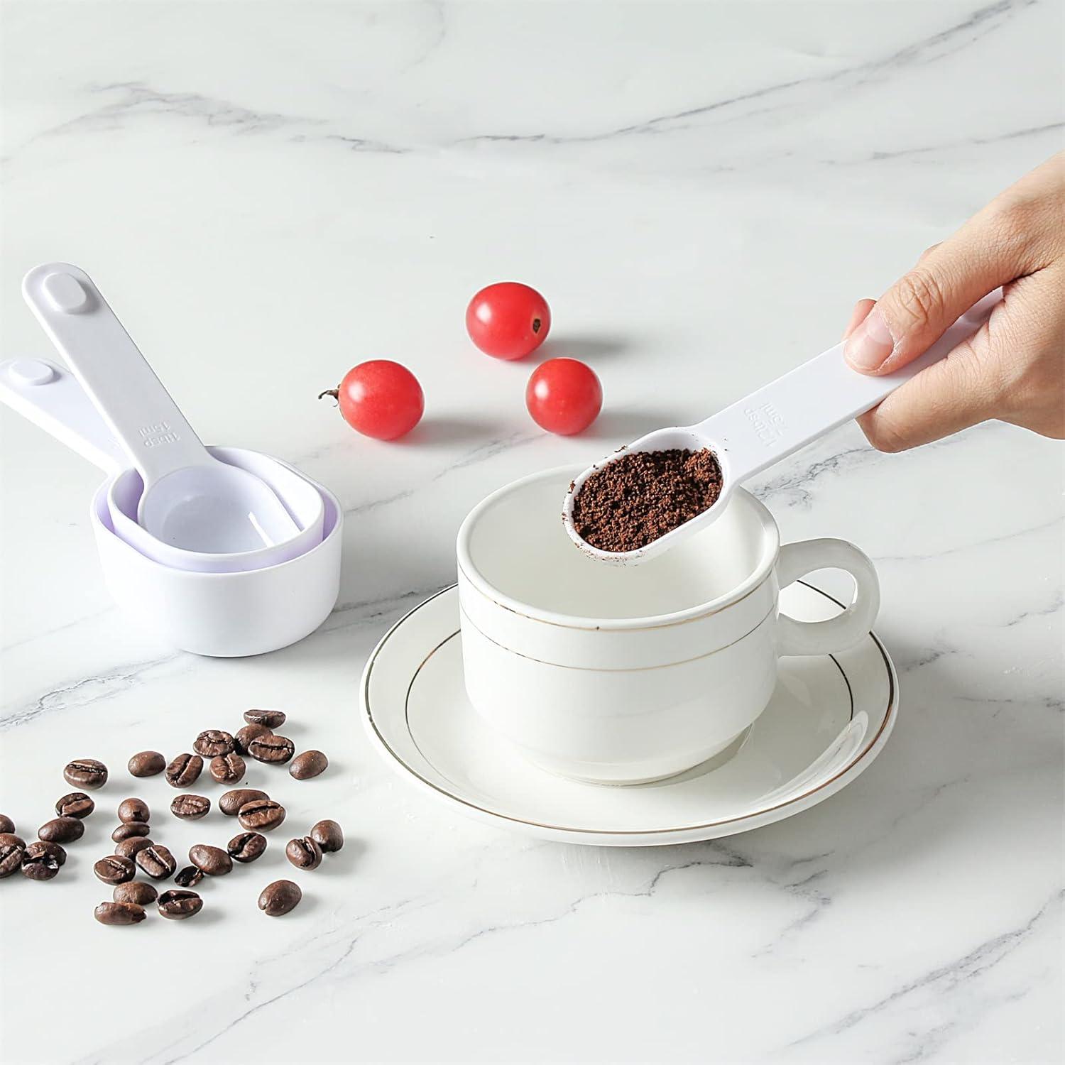 image:imageCOOK WITH COLOR Measuring Cup Set 9 PC Nesting Stackable Liquid Measure Cup Dry Measuring Cups and Spoons with Funnel and Scraper Nesting Measuring Cups that Click Together for Easy StorageWhite