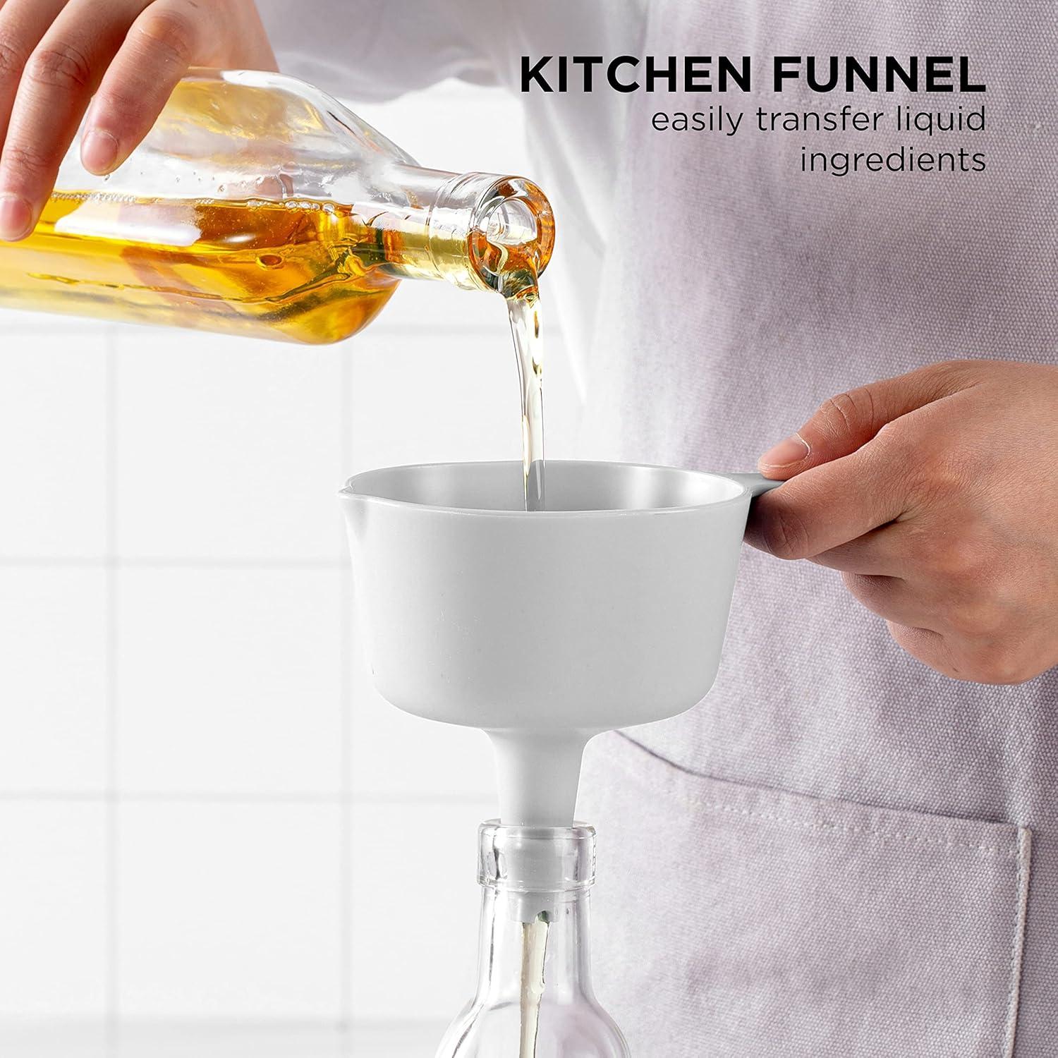 image:imageCOOK WITH COLOR Measuring Cup Set 9 PC Nesting Stackable Liquid Measure Cup Dry Measuring Cups and Spoons with Funnel and Scraper Nesting Measuring Cups that Click Together for Easy StorageWhite