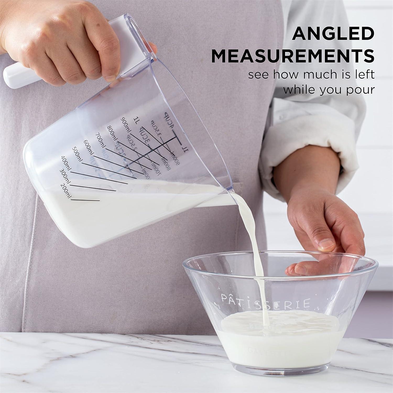 image:imageCOOK WITH COLOR Measuring Cup Set 9 PC Nesting Stackable Liquid Measure Cup Dry Measuring Cups and Spoons with Funnel and Scraper Nesting Measuring Cups that Click Together for Easy StorageWhite