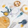 COOK WITH COLOR Measuring Cup Set – 9 PC. Nesting Stackable Liquid Measure Cup, Dry Measuring Cups and Spoons with Funnel and Scraper – Nesting Measuring Cups that Click Together for Easy Storage(Blue Ombre)