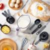 COOK WITH COLOR Measuring Cup Set – 9 PC. Nesting Stackable Liquid Measure Cup, Dry Measuring Cups and Spoons with Funnel and Scraper – Nesting Measuring Cups that Click Together for Easy Storage(Black)