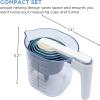 COOK WITH COLOR Measuring Cup Set – 9 PC. Nesting Stackable Liquid Measure Cup, Dry Measuring Cups and Spoons with Funnel and Scraper – Nesting Measuring Cups that Click Together for Easy Storage(Blue Ombre)