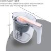 COOK WITH COLOR Measuring Cup Set – 9 PC. Nesting Stackable Liquid Measure Cup, Dry Measuring Cups and Spoons with Funnel and Scraper – Nesting Measuring Cups that Click Together for Easy Storage(Grey and Pink)