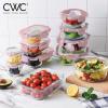 COOK WITH COLOR Premium 32-Pc. Borosilicate Glass Food Container Set with Dividers – 4 Rectangles, 8 Rounds, 4 Squares – Leakproof Lids – Meal Prep, Storage, Blue(Pink)