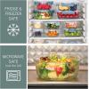 COOK WITH COLOR Premium 32-Pc. Borosilicate Glass Food Container Set with Dividers – 4 Rectangles, 8 Rounds, 4 Squares – Leakproof Lids – Meal Prep, Storage, Blue(Fluted Ombre Green)