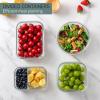 COOK WITH COLOR Premium 32-Pc. Borosilicate Glass Food Container Set with Dividers – 4 Rectangles, 8 Rounds, 4 Squares – Leakproof Lids – Meal Prep, Storage, Blue(Fluted Ombre Green)