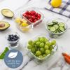 COOK WITH COLOR Premium 32-Pc. Borosilicate Glass Food Container Set with Dividers – 4 Rectangles, 8 Rounds, 4 Squares – Leakproof Lids – Meal Prep, Storage, Blue(Ombre Blue)