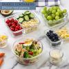 COOK WITH COLOR Premium 32-Pc. Borosilicate Glass Food Container Set with Dividers – 4 Rectangles, 8 Rounds, 4 Squares – Leakproof Lids – Meal Prep, Storage, Blue(Blue)